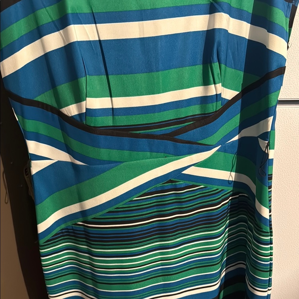 dressbarn Blue and Green Striped Dress
